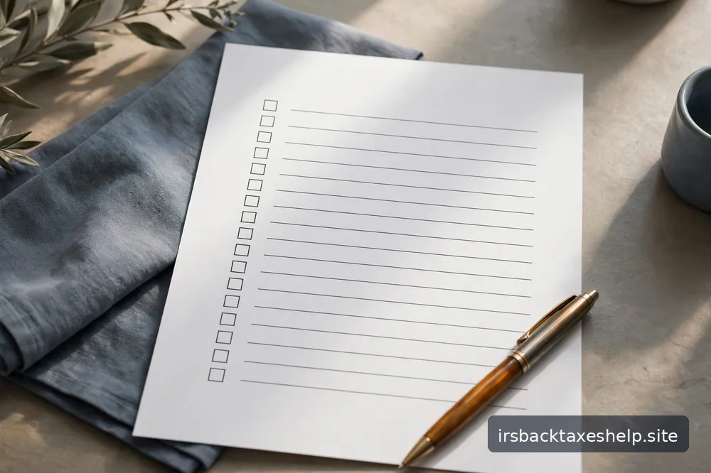 A simple checklist and pen on a calm desk in natural light, suggesting a clear response plan