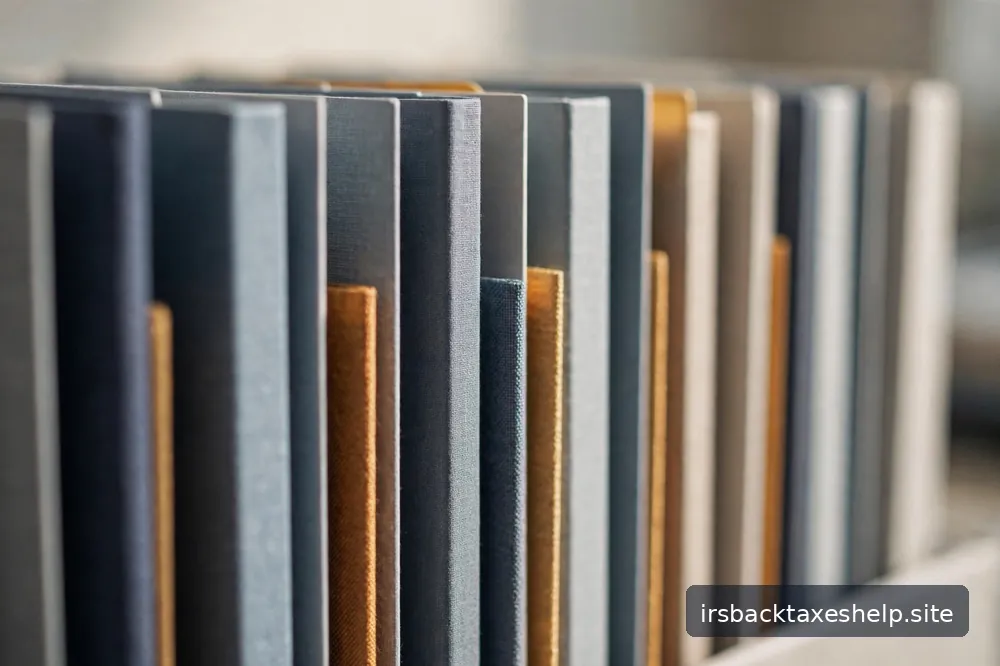Abstract view of neatly organized file folders representing separate tax records